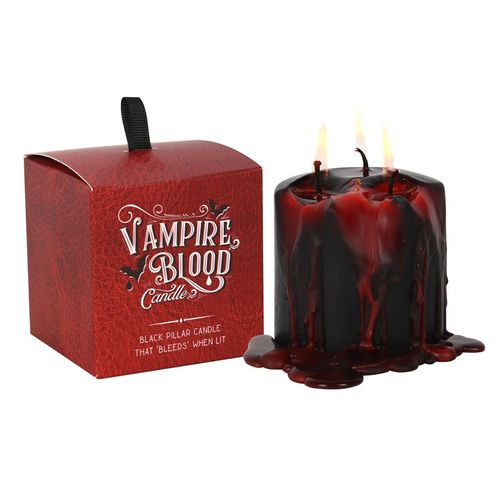 This small Vampire Blood pillar candle casts a spell with its mesmerizing bleeding wax that drips down its sides, perfect for enchanting dinners or setting a mysterious ambiance. Set it upon a decorative pedestal to amplify its magical allure. Crafted from unscented paraffin wax, it offers around three hours of flickering, otherworldly glow. Remember to shield your surfaces and never leave the flame unattended. Dimensions: 7.6cm tall and wide, a compact charm for your mystical space.
