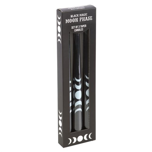 Welcome in the energy of the cosmos with this enchanting set of 3 black taper candles, beautifully adorned with a silver moon phase design. As a crystal healer, I often use black candles to absorb negative energy and provide grounding during rituals. The lunar symbolism etched into each candle mirrors the celestial cycle, reminding us to honour our own inner rhythms.

Perfect for altar work, meditation, or simply elevating your sacred space, these candles offer both spiritual depth and home décor elegance. 