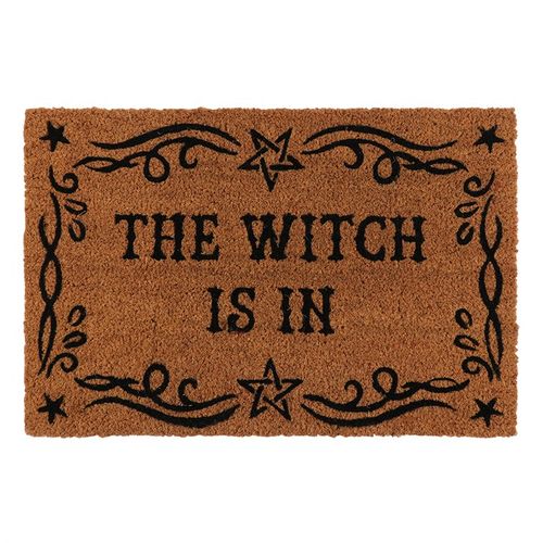 Step into a realm where magic greets every visitor with the Natural The Witch Is In Doormat. Crafted to welcome witches and wanderers alike, this charming mat boldly declares "The Witch Is In," setting a mystical tone right at your doorstep. Made from natural materials, it blends rustic charm with enchanting vibes, perfect for adding a touch of spellbinding personality to your home. While its design may gently fade under harsh weather, it thrives in sheltered or indoor spaces, ensuring your lair’s entrance 
