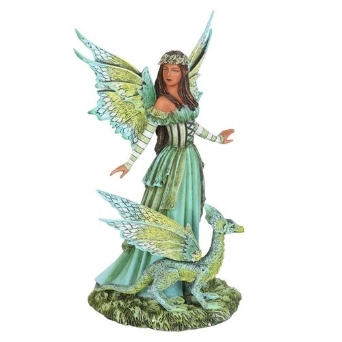 Inspired by Amy Brown’s enchanting ‘Jewel of the Forest’ watercolor, this finely crafted fairy figurine brings the magic to life with delicate painted details that mirror the original artwork’s charm. Sculpted from resin with intricate care, the green fairy poses gracefully alongside her loyal dragon companion, making it an ideal treasure for those drawn to mystical beings and enchanted worlds. An officially licensed Amy Brown creation, this piece invites a touch of forest magic into your collection.

22cm