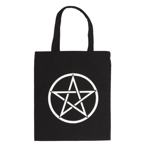 Perfect for doing the weekly shop, carrying library books, holding essentials for short day trips and more, this cotton tote bag makes a great eco-friendly addition to anyone's collection. Features a large pentagram printed on black.