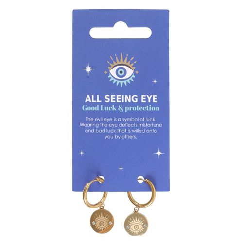 Present loved ones with these stunning gold-toned All Seeing Eye earrings to offer them protection and good luck wherever they go. Also known as the Evil Eye this talisman is a symbol of luck and is believed to deflect misfortune.