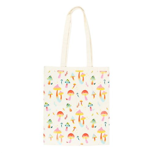 This durable polycotton canvas tote bag is ideal for carrying everything from groceries to daily essentials. Featuring a fun and vibrant mushroom design, it combines practicality with a funky sense of style.