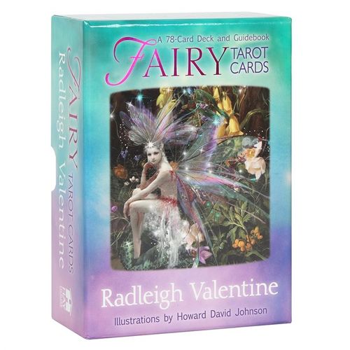 The Fairy Tarot deck, crafted by Radleigh Valentine, features 78 cards accompanied by a 185-page guidebook. This enchanting set invites you to explore a brighter inner world, blending the magic of fairy lore with captivating artwork. Elegantly housed in a sliding box and brought to life through the illustrations of Howard David Johnson, it offers a mystical journey into positive insight.