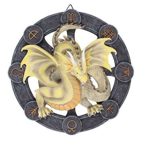 Anne Stokes Mabon Dragon Wall Plaque – Sabbats Collection

Transform your space with this spellbinding Anne Stokes wall plaque, featuring her iconic ‘Mabon’ dragon design. This 3D resin artwork showcases a stunning yellow-green dragon coiled around the Wheel of the Year, highlighting the sacred Autumn Equinox.

Part of the Dragons of the Sabbats series, this piece connects mythic dragon energy to the rich traditions of Wicca and Paganism. The detailed design is steeped in symbolism—Mabon, the second harvest