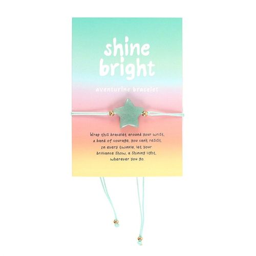 Radiate confidence with this charming green aventurine crystal star bracelet. Presented on a heartfelt backing card that reads 'Shine bright' and includes a short poem for an extra boost of positivity. An ideal gift to remind someone special of their courage and resilience.
