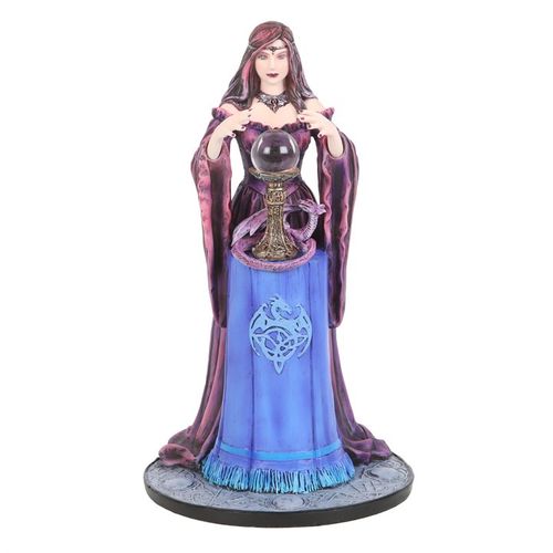 This exquisite dragon figurine, crafted with exquisite detail, embodies the enchanting connection between a seer and her dragon guardian. Renowned fantasy artist Anne Stokes infuses her signature imaginative style into this captivating creation. The dragon coils protectively around the crystal ball, symbolizing deep trust and mystical unity. Ideal for lovers of fantasy, collectors, and those drawn to the magic of otherworldly realms.