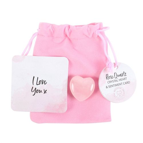 Promote love, friendship and confidence with this lucky rose quartz crystal heart. Presented in a pink velvet drawstring bag, this charm makes a meaningful token of inspiration and empowerment for anyone in need of some extra positivity. Includes a charming "I love you x" sentiment card.