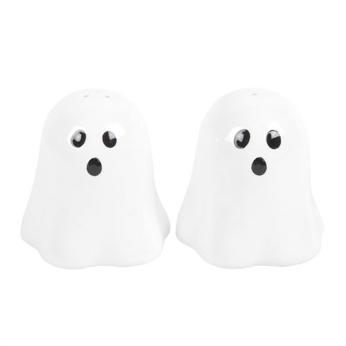 Bring a touch of eerie charm to your Halloween feast with these ghostly salt and pepper shakers. Perfect for enchanting your table during wicked banquets or spicing up your spooky recipes, these spectral companions are sure to delight your guests. Crafted to be food safe and best cared for with a gentle hand wash..