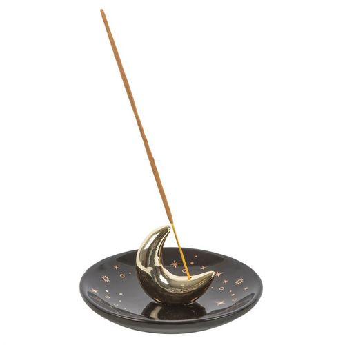 Illuminate your senses with this ceramic incense holder shaped like a crescent moon. Elegant and dreamy, this ceramic holder will look beautiful on a side table or nightstand while catching falling ash.