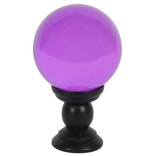 This large, purple crystal ball is not only a powerful tool in fortune telling and scrying, but also makes an eye-catching piece of d?cor. Whether used for divination or a table accessory at Halloween, this crystal ball is sure to be a conversation piece. Comes on black wooden stand. Keep out of direct sunlight. Product Dimensions: H21.5cm x W13cm x D13cm Packaged Dimensions: H20cm x W14.5cm x D13cm