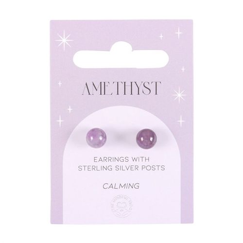 This pair of amethyst crystal stud earrings comes on a matching backing card and makes a meaningful gift for those in need of spiritual protection. Amethyst is a powerful semi-precious stone believed to balance emotions, making it ideal for relaxation and courage.