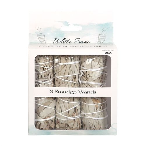 This set includes 3 bundles of dried white sage, known as smudge sticks or wands, used for purifying sacred spaces. Traditionally used for spiritual cleansing rituals, smudge sticks are essential tools in reiki, witchcraft and other sacred practices.