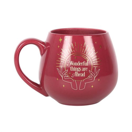 Fill this mystical pink mug with your favourite hot caffeine fix to reveal a secret message within the golden metallic crystal ball design. Not suitable for microwave or dishwasher use. Product Dimensions: H9.5cm x W8cm x D8cm Packaged Dimensions: H10cm x W11cm x D13.4cm