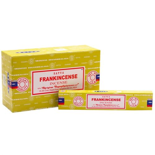 Immerse yourself in the sacred aroma of this Set of 12 Packets of Frankincense Incense Sticks by Satya, crafted to elevate your spiritual rituals. Each pack holds 10-12 vegan-friendly sticks, lovingly handmade by skilled Indian artisans using the finest natural ingredients. The warm, spicy fragrance of frankincense is renowned for its power to cleanse and purify sacred spaces, inviting peace and deep relaxation into your surroundings. Perfect for meditation, spellwork, or simply creating a mystical atmosphe