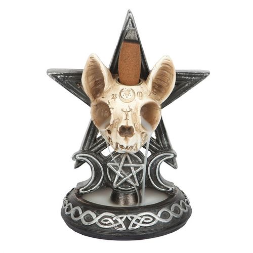 Embrace the mystical with this carefully crafted skeleton cat backflow incense burner, adorned with Ouija-inspired accents. Ideal for enhancing a gothic, enigmatic atmosphere, it promises to be a captivating centerpiece and a spellbinding conversation starter in any space.