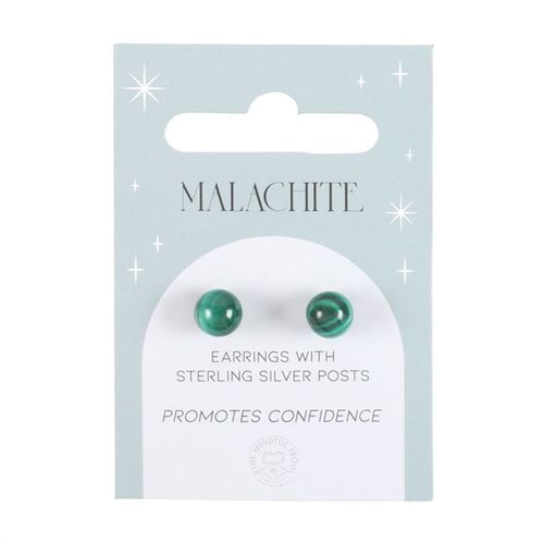 This pair of malachite crystal stud earrings comes on a matching backing card and makes a meaningful gift for those in need of spiritual protection. Malachite is a powerful semi-precious stone believed to protect from negative energies, making it ideal for promoting confidence and inner strength.