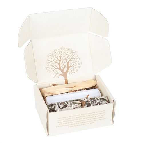 This Yerba Santa crystal energy cleansing kit is designed for powerful spiritual healing and energy purification. It includes Yerba Santa for its protective and nurturing properties, Palo Santo sticks for their sweet, calming smoke, a selenite crystal to recharge the energy of other objects and spaces, and an obsidian crystal to absorb negative energies. Each element supports holistic wellbeing and energy renewal.