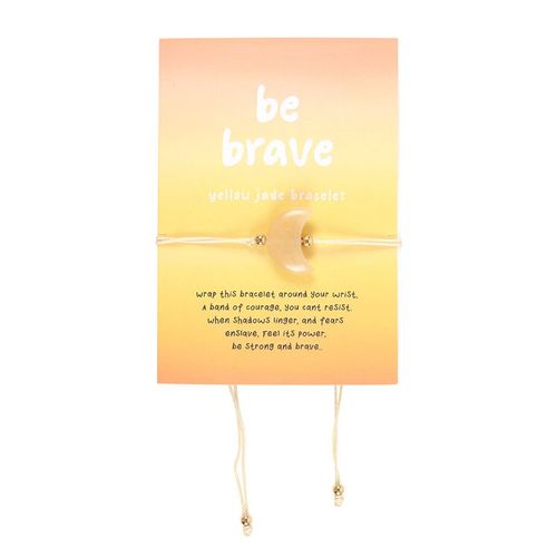 Show your strength with this charming yellow jade crystal moon bracelet. Presented on a heartfelt backing card that reads 'Be brave' and includes a short poem for extra encouragement.