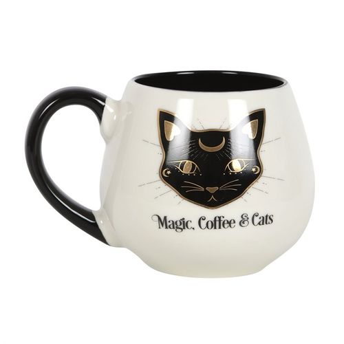 This enchanting mug is a perfect charm for every witch’s kitchen. Adorned with a mystical black cat and shimmering gold details, it bears the phrase ‘Magic, Coffee &amp; Cats.’ With a generous 500ml capacity, it’s both dishwasher and microwave safe for your daily rituals.