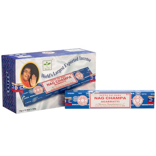 This box contains 12 packs of the bestselling Satya Sai Baba Nag Champa incense sticks. These incense are handmade by artisans in India using the highest quality ingredients. Nag Champa is a popular all-round incense used to purify and sanctify as well as for meditation and spiritual enlightenment. Each inner pack contains 10-12 vegan friendly incense sticks.