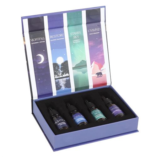 Unwind and relax with this Sleep collection of ready to use, blended essential oils. The set contains 4 x 10ml bottles with a dropper tool lid, helping to apply just the right amount of oil for each use.