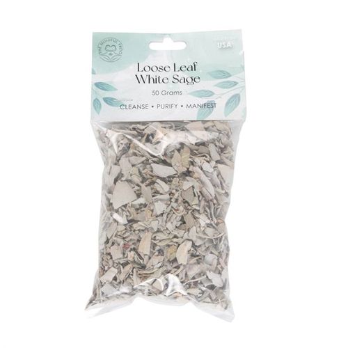 The act of ‘smudging’ is a traditional Native American practice used to cleanse and purify spaces using the smoke of burning sacred herbs. Sustainably sourced from the USA, this bag includes 50 grams of loose dried white sage leaves for burning, cleansing crystals or using in spell jars.