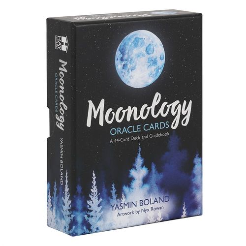 Moonology Oracle Cards packaging with moon and forest design on a white background