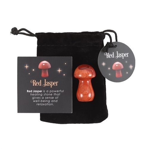 Embrace the enchanting energy of this Magical Crystal Mushroom, carved from polished red jasper. Known for its grounding and calming properties, this stone invites peace and balance into your space, enhancing your spiritual wellbeing. Each piece arrives nestled in a drawstring pouch alongside a mystical guide card. Please note, as a natural treasure, each mushroom’s size, shape, and hue are uniquely yours.