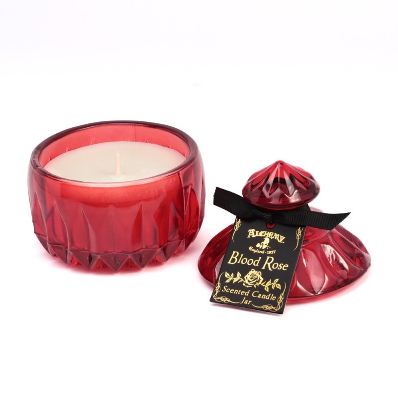 This Blood red vintage inspired, square, cut glass effect lidded candle jar encapsulates a sensual scented candle. Light the candle and let the dark sensual aroma of the 'Blood Rose' envelop your boudoir! Once the candle has burnt, this stunning, cut glass effect, jar can then be used to keep safe your trinkets and treasures.

Approx burn time: 12hrs

Scent: Blood Rose

Wax: Soy